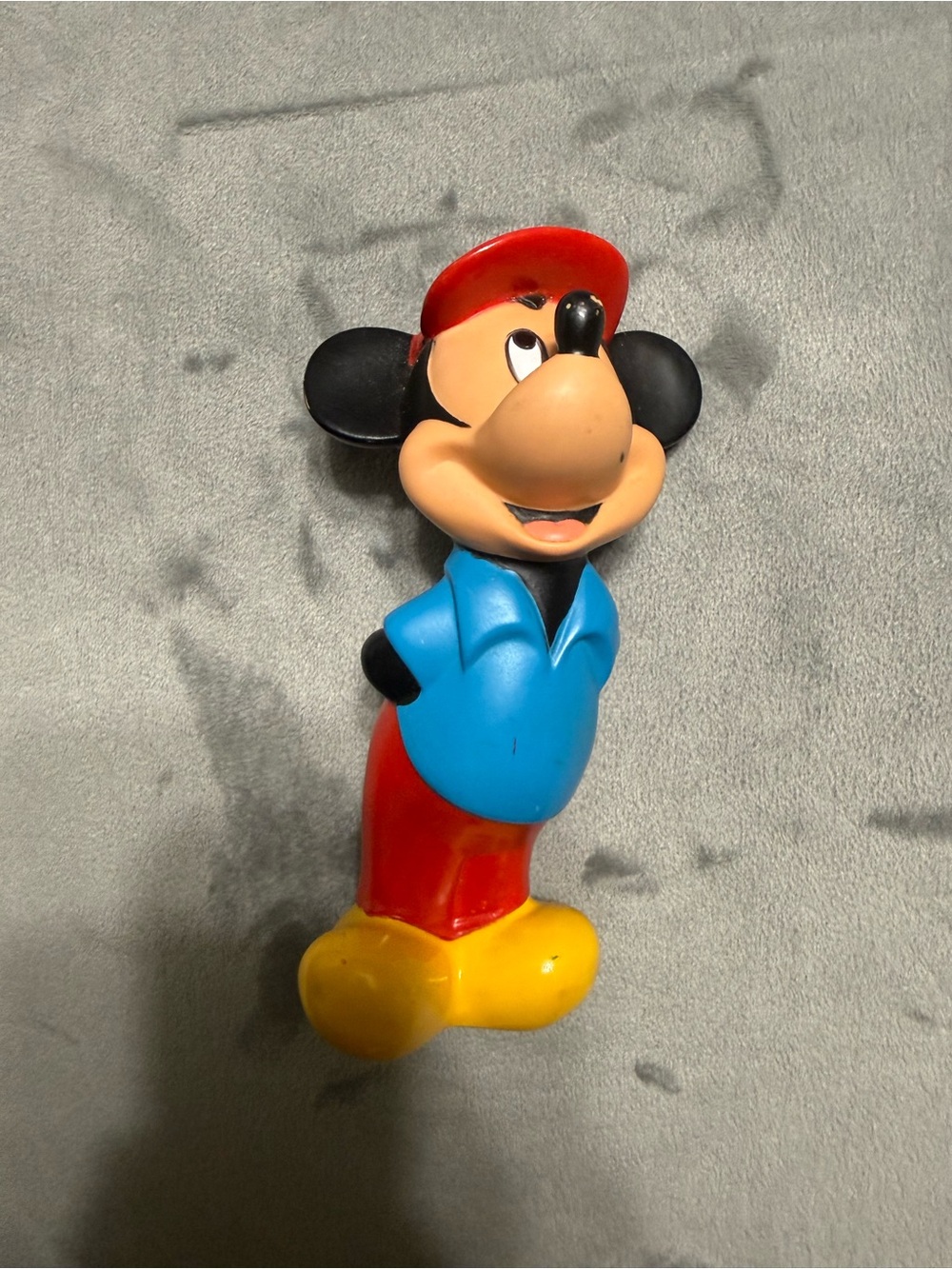 Vintage Disney Mickey Mouse Figure Rubber Squeak Toy Red Hat